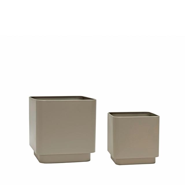Hübsch Cube Potte Sæt - Brun Minimalistisk Design