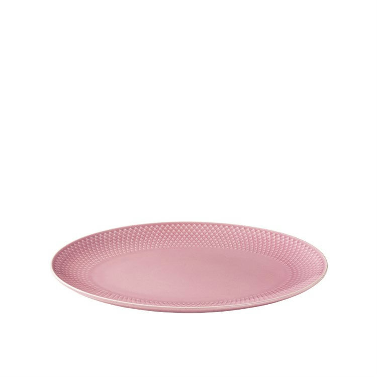 Lyngby Porcelæn Rhombe Farverigt Ovalt Serveringsfad Rosa