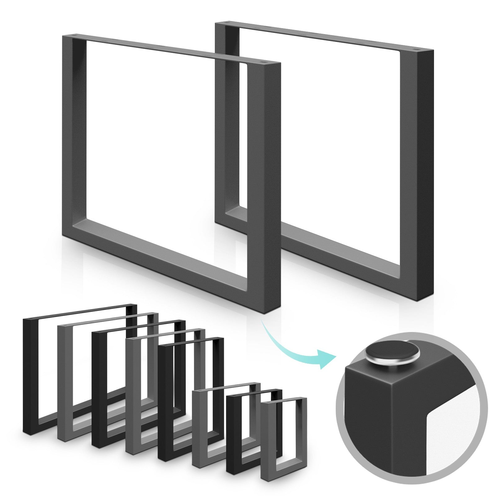 Bordstel  Antracit  70x72   Stål  Stabilt  Til Spisebord Sofa Skrivebord